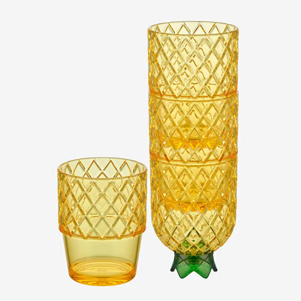PINEAPPLE YELLOW  ACRYLIC GLASS SET 4 PCS