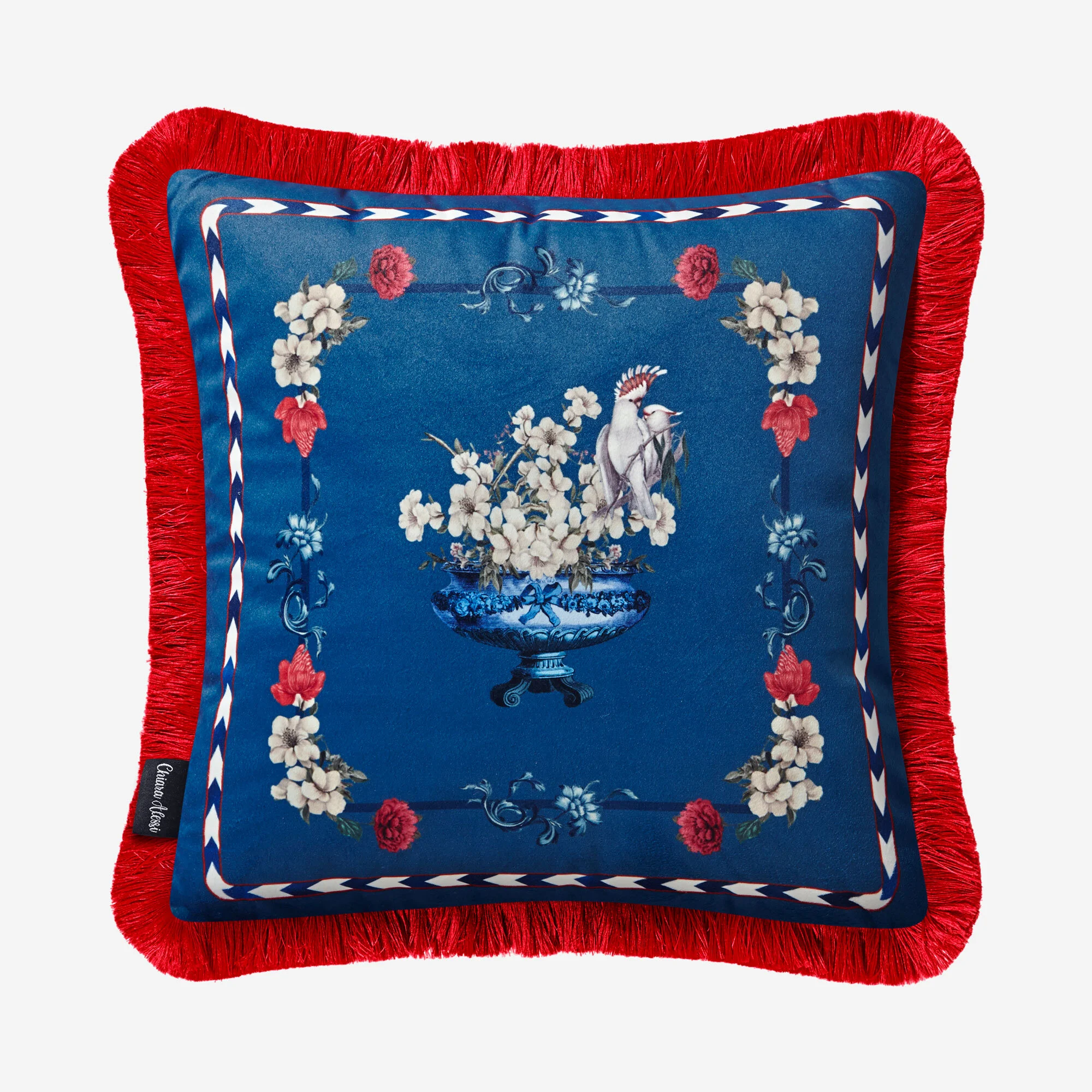 ŞAKAYIK KOYU MAVİ DESENLİ YASTIK 45*45 CM