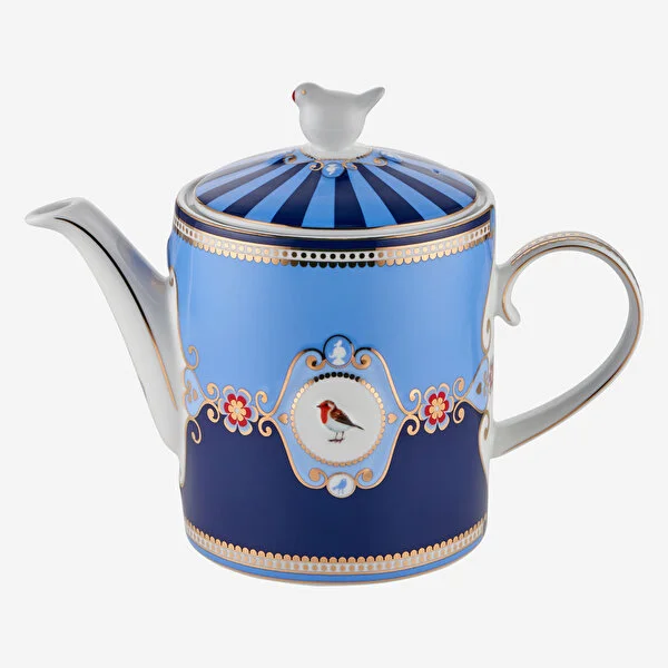 Love Birds Mavi Madalyon Desenli Demlik 1,3 lt.