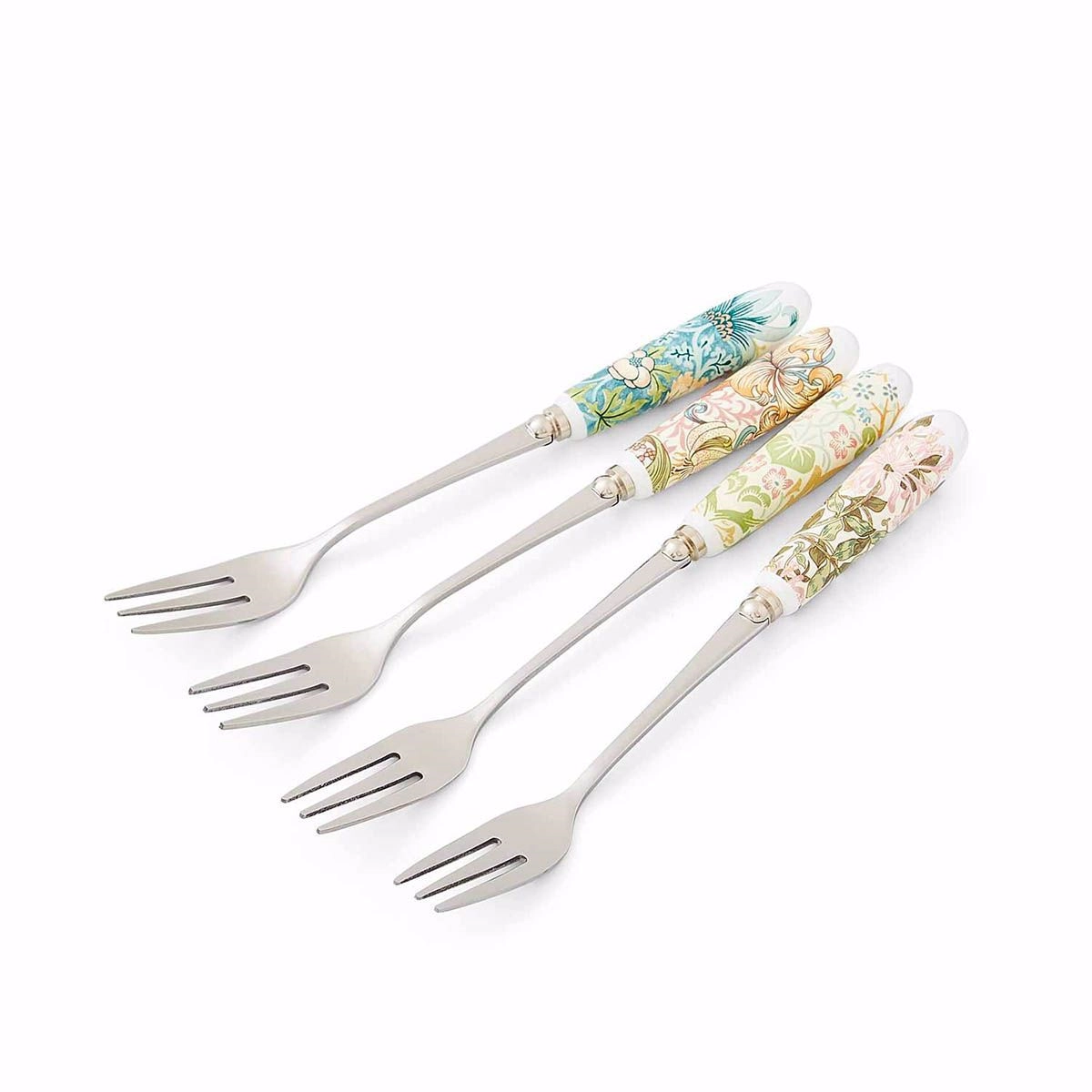 Spode Morrıs & Co 15.5 Cm - 4Lu Porselen Saplı Ikramlık Catal Setı