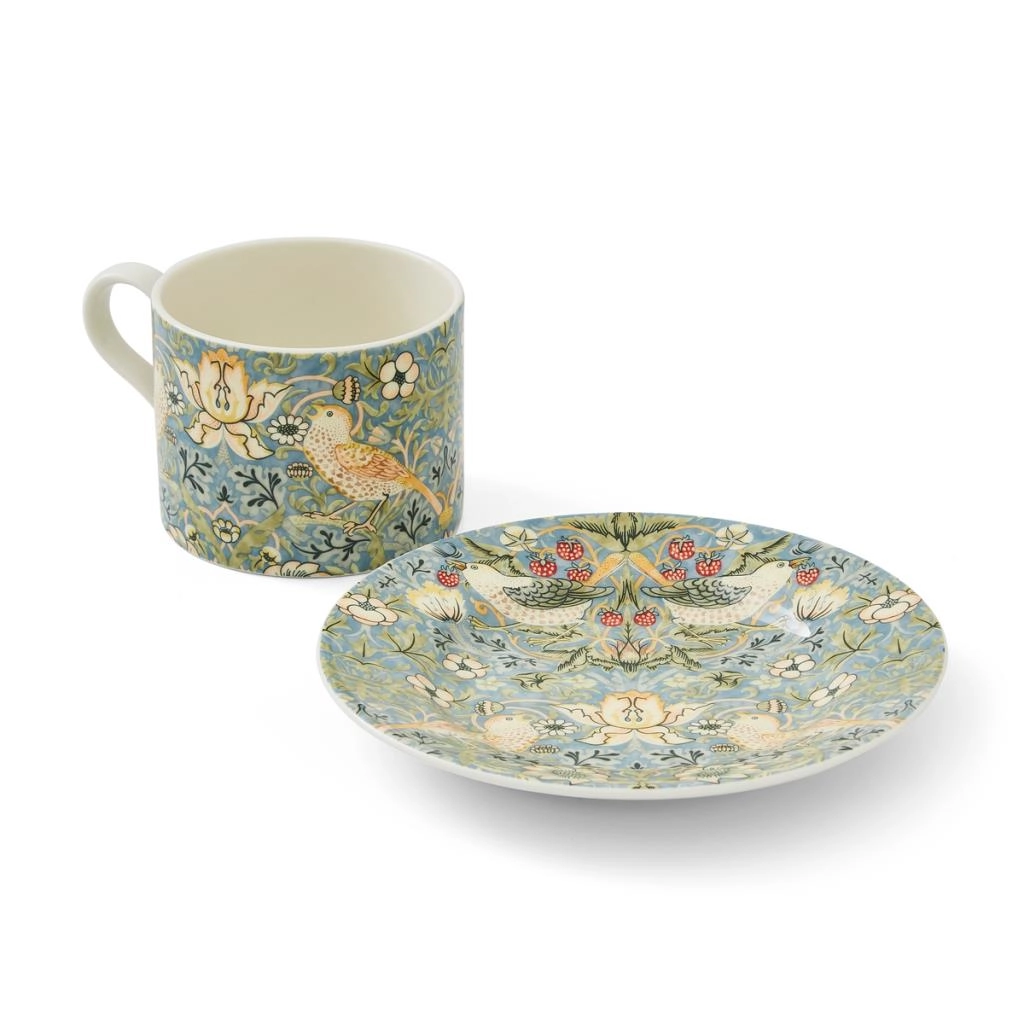 Spode Morrıs & Co 7.3 Cm Strawberry Thıef Cay Fıncan Ve Tabagı